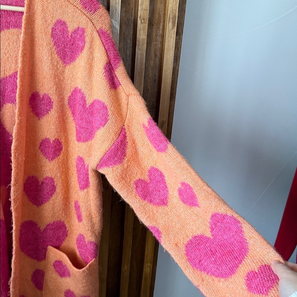 Anthropologie X Maeve Open Front Long Cozy Heart Oversized Cardigan. Size XS/S - Picture 7 of 10